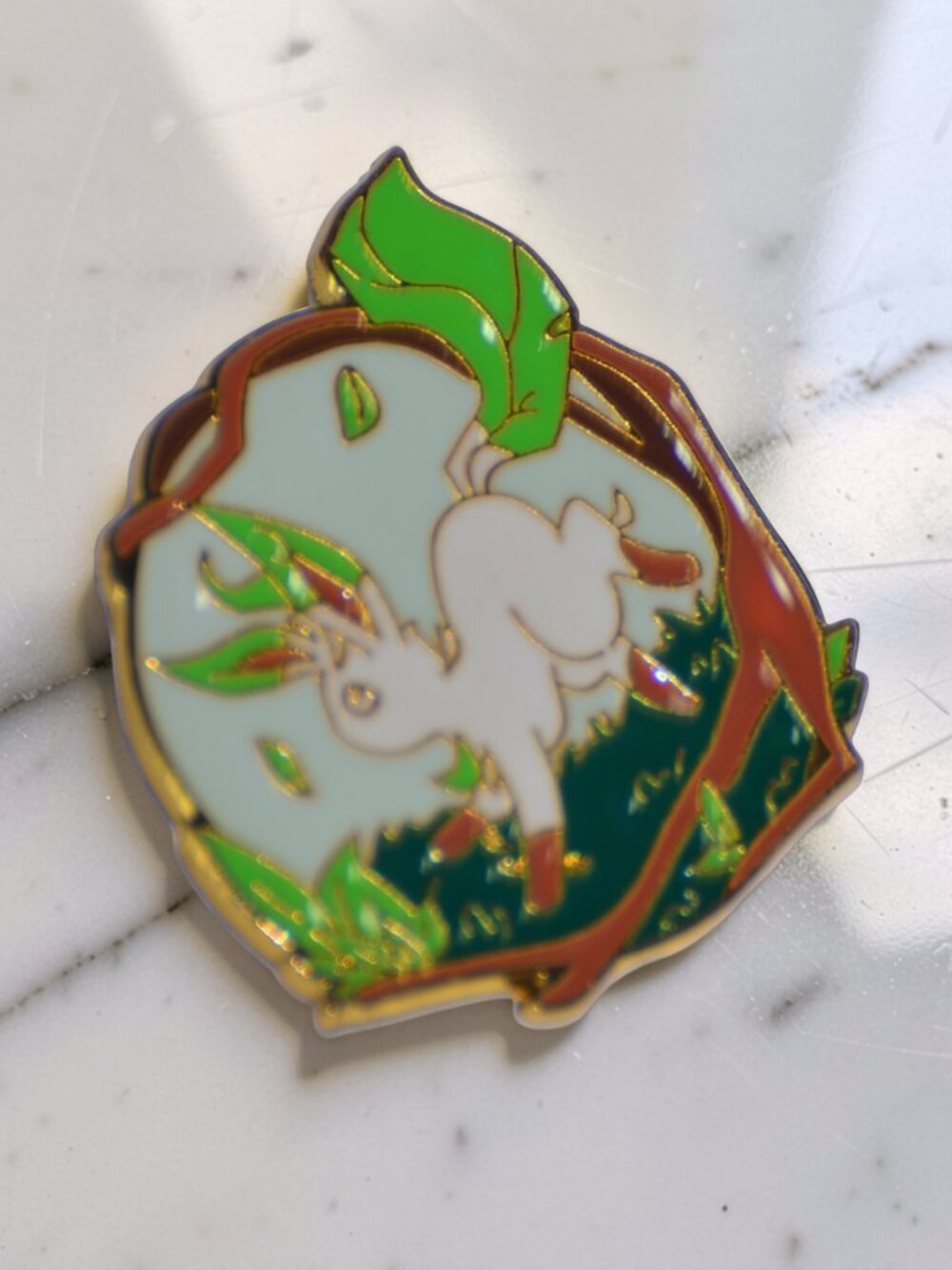 Leafeon Forest Hollow Enamel Pin | Eeveelution Collector Brooch